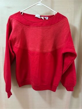 Vintage 90s Lady Forsyth Red Sweatshirt Textured Yoke Pullover Women’s M Cotton
